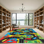 Vibrant Winding Road Traffic Cityscape Rug