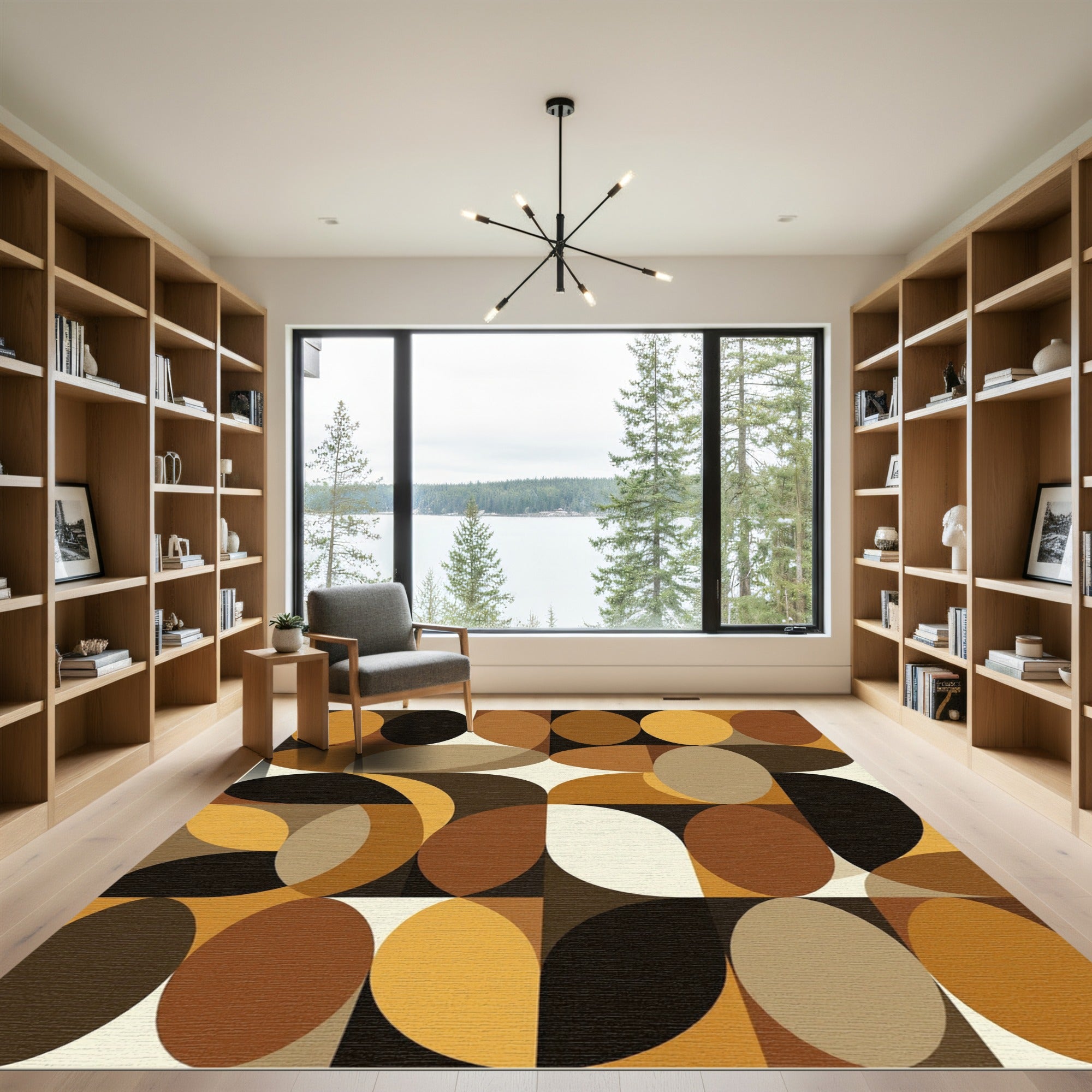 Earthy Organic Geometric Mid Century Modern Rug