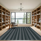 Dark Charcoal Pinstripe Vertical Lines Rug