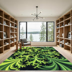 Luminous Lime Fern Fractal Swirl Rug