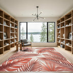 Lush Terracotta Tropical Palm Leaves Rug