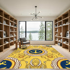 Yellow Navy Anchor Rope Medallion Rug
