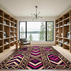 Magenta Gold Geometric Arched Lattice Rug