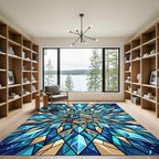 Blue Crystal Geometric House Panorama Rug