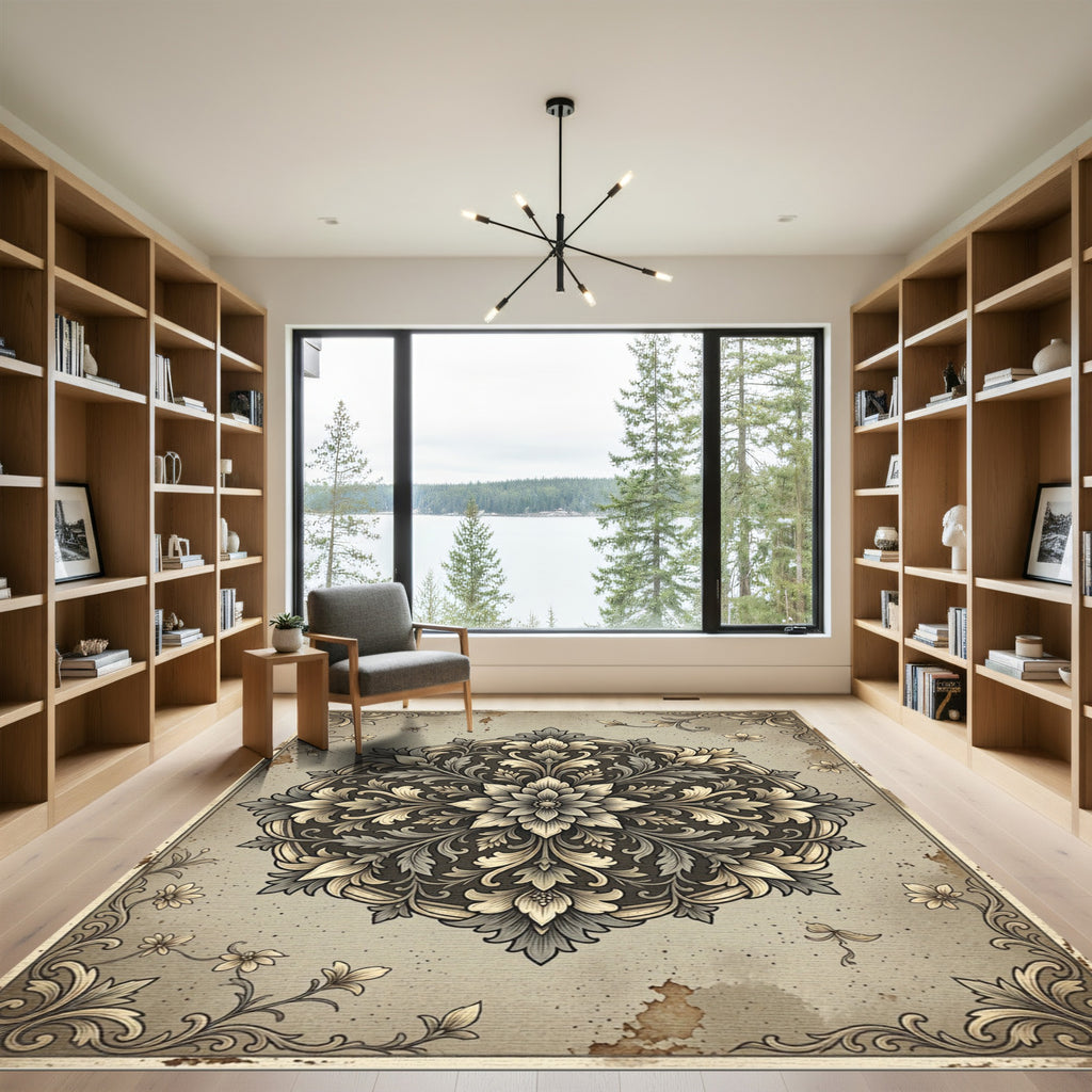 Vintage Floral Damask Medallion Rug