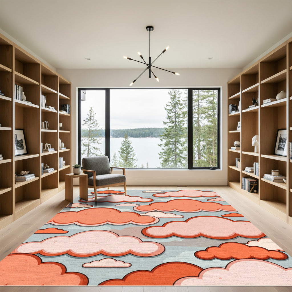 Whimsical Peach Pastels Floating Cloud Composition Rug