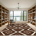 Dark Brown Diamond Zigzag Geometric Rug