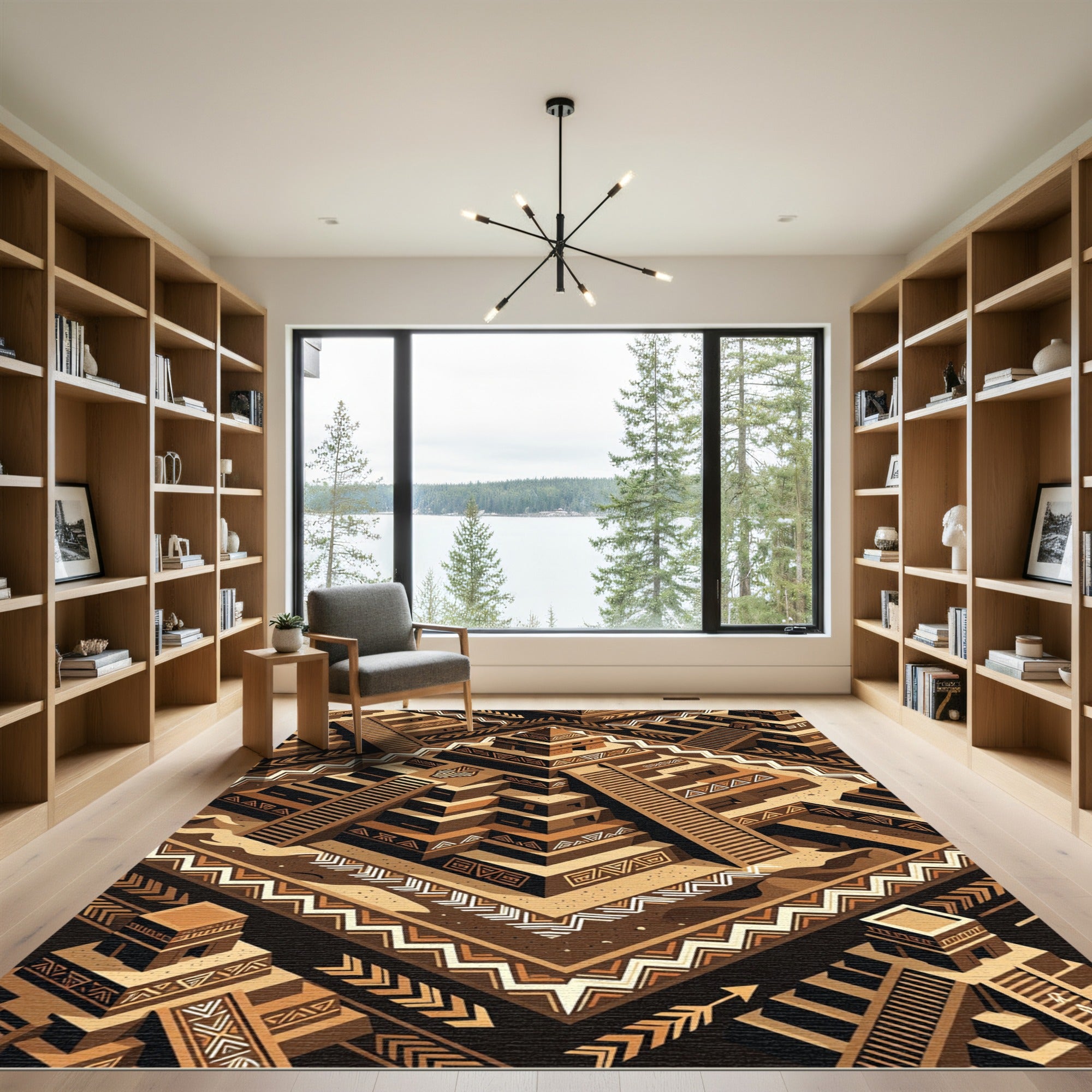 Geometric Tribal Steps Terracotta Rug