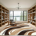 Abstract Brown Swirl Wave Art Rug