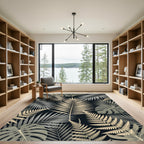 Lush Golden Tropical Frond Foliage Rug