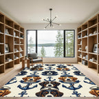 Nautical Dog Captain Anchor Cream Rug