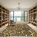 Golden Leopard Floral Mandala Rug