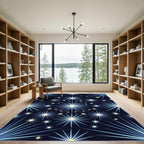 Midnight Blue Celestial Starry Night Rug