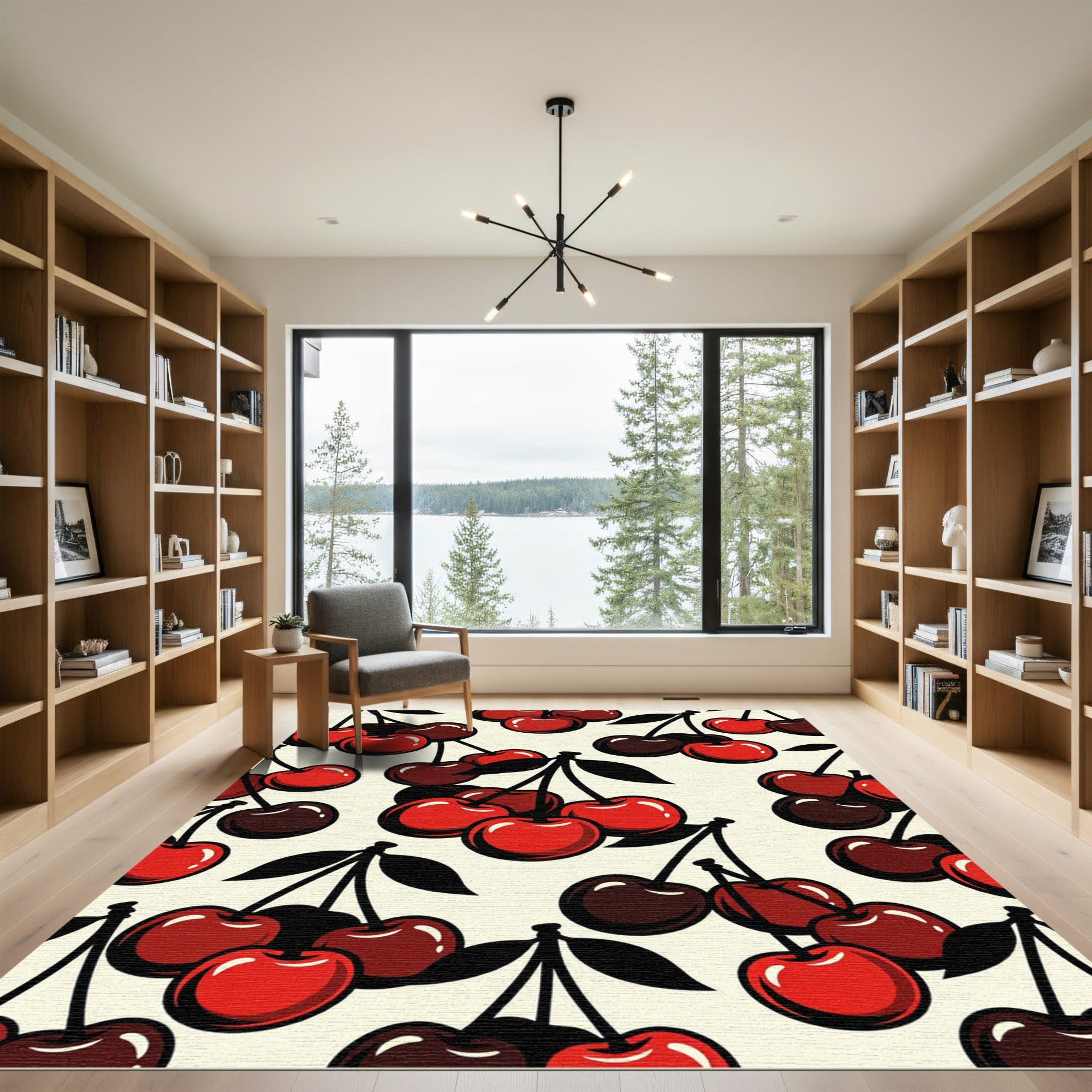 Bold Retro Cherry Fruit Illustration Rug