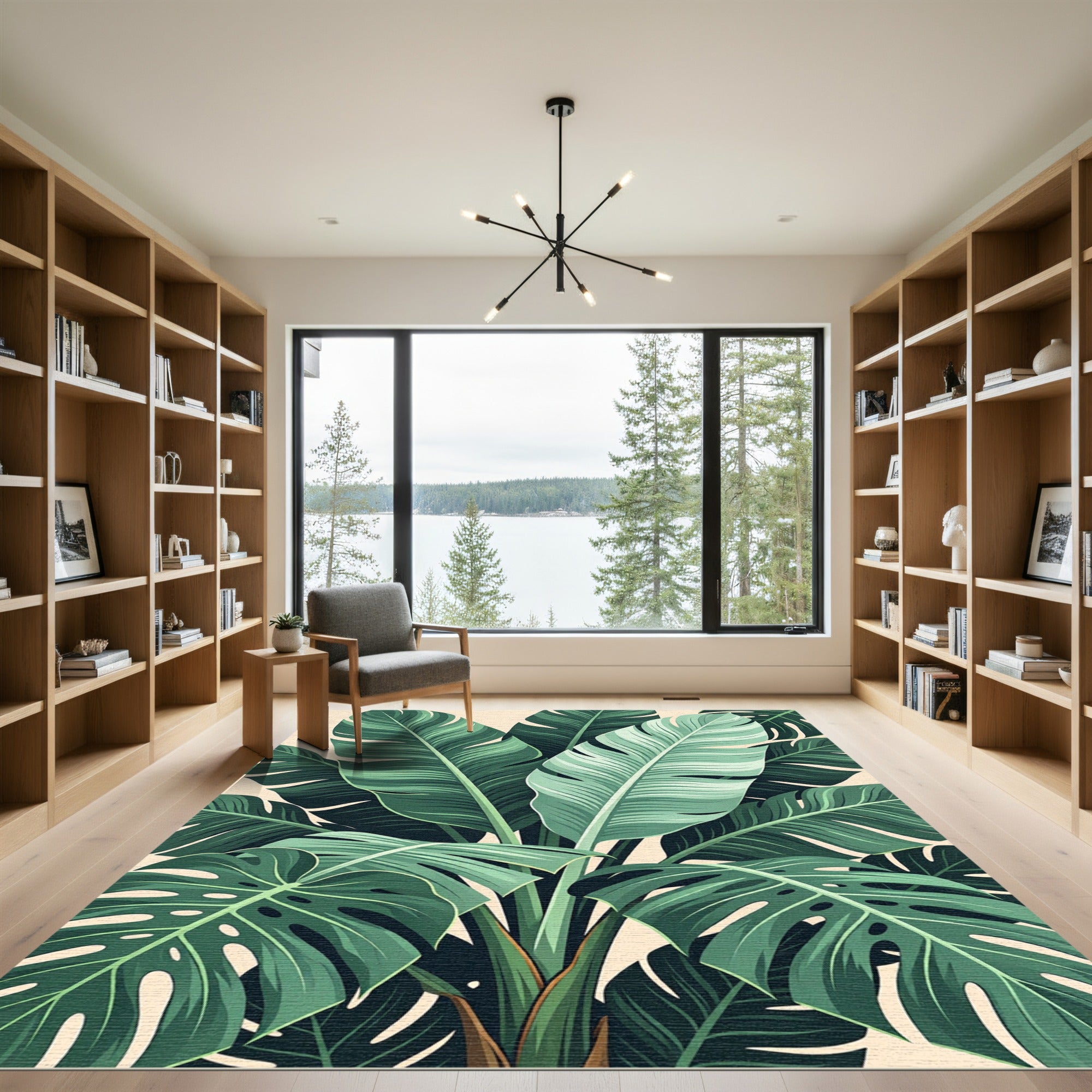 Lush Tropical Banana Leaf Foliage Rug
