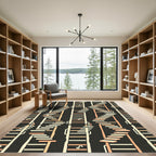 Off-White Peach Staircase Arrangement Rug