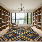 Gold Aztec Mayan Geometric Pyramid Rug