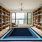 Geometric Triple Layered Blue Frame Rug