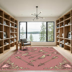 Ornate Pink Heart Golden Arrow Rug