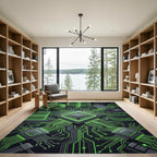Neon Cyber Grid Circuitry Futuristic Art Rug