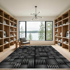 Monochrome Woven Texture Grid Rug