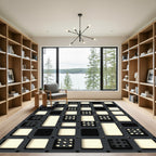 Minimalist Monochrome Geometric Grid Block Rug