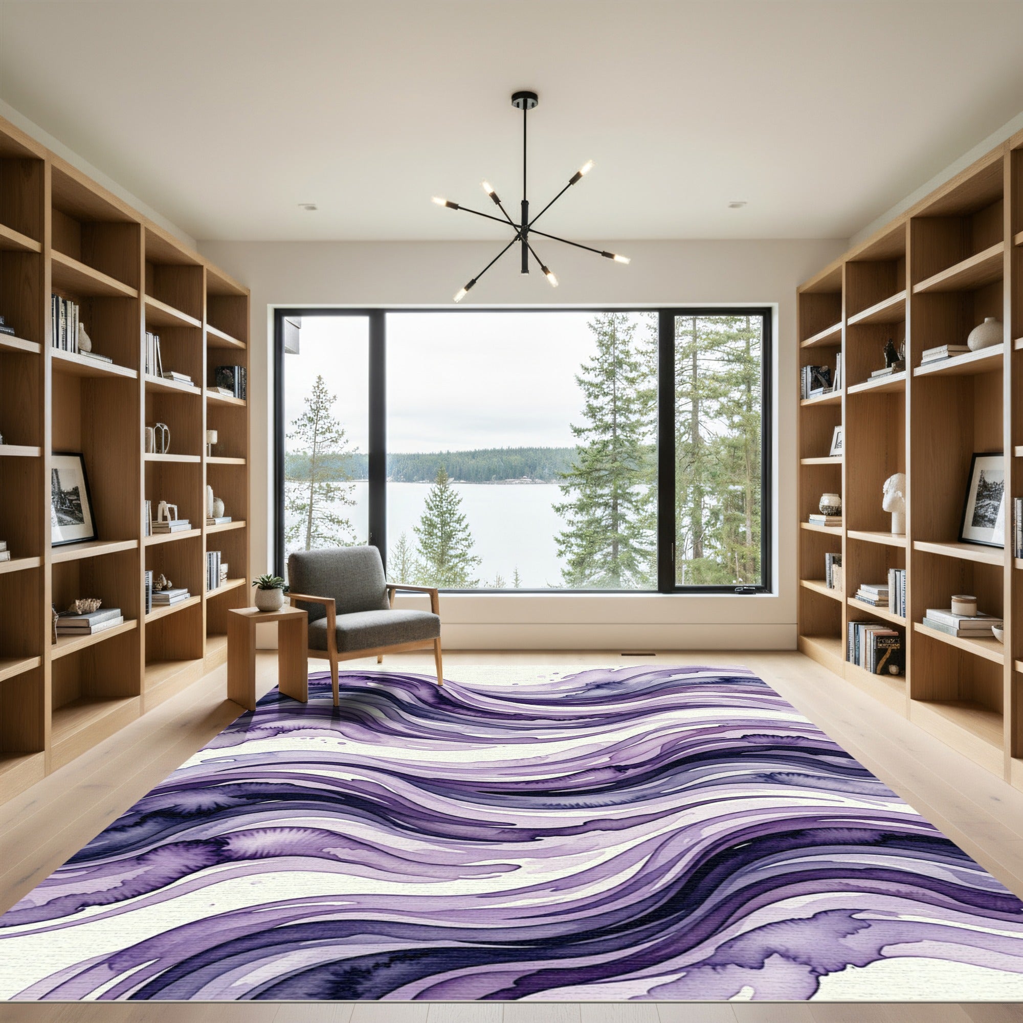 Abstract Fluid Purple Wave Flow Rug