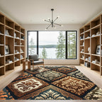 Elegant Damask Diamond Multi-Tone Tile Rug