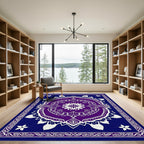 Deep Blue Plum Medallion Floral Rug