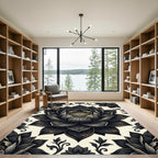 Black Lotus Gold Accent Floral Art Rug