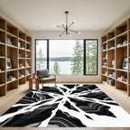 Striking Black White Jagged Lines Rug