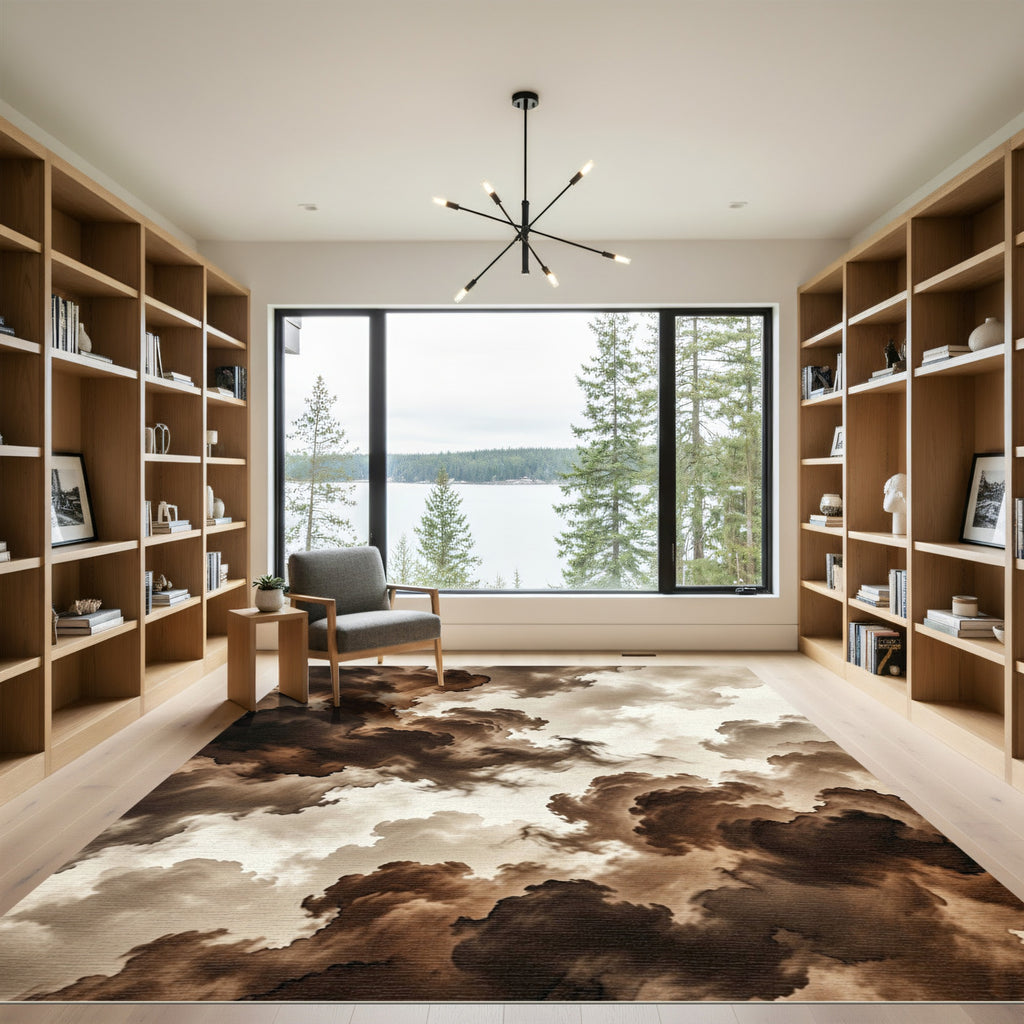 Sepia Ethereal Abstract Storm Cloud Rug
