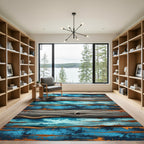 Rustic Blue Weathered Wood Plank Rug