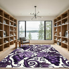Ornate Purple Grapevine Scroll Rug