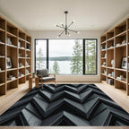 Modern Charcoal Geometric Chevron Zigzag Rug