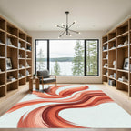 Abstract Crimson Flowing Wave Swirl Rug
