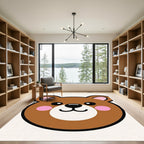 Cute Brown Bear Face Pink Cheeks Rug