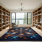 Cosmic Galaxy Lotus Mandala Rug
