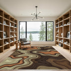 Abstract Earthy Topographic Contour Lines Rug