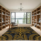 Striking Golden Star Geometric Onyx Decor Rug