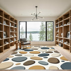 Modern Earthy Tone Pebble Stone Rug