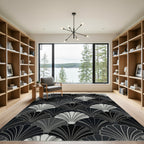 Monochromatic Scale Fan Art Deco Rug