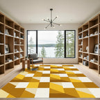 Dazzling Golden Geometric Illusion Rug