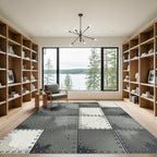 Industrial Gray Riveted Steel Plate Rug