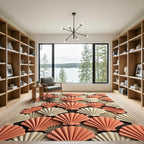 Coral and Cream Scalloped Shell Tiles Rug