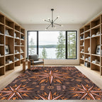 Celestial Compass Earthy Brown Tile Rug