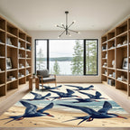 Soaring Navy Sea Swallow Flock Rug