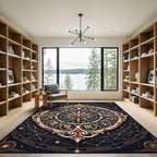 Celestial Zodiac Gold Compass Circular Art Rug
