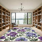 Elegant Violet Orchid Botanical Trellis Rug