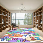 Playful Pastel Alphabet and Number Clouds Rug